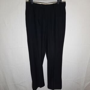 Fenzi 34x33 Dress Pants Mens Black Flat Front Super 100s Wool Valdastico Italy